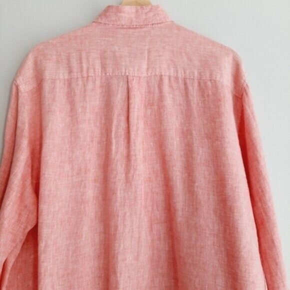 HERITAGE 100% Soft Linen Button Down Shirt Pink Men's Sz XL - Picture 7 of 9